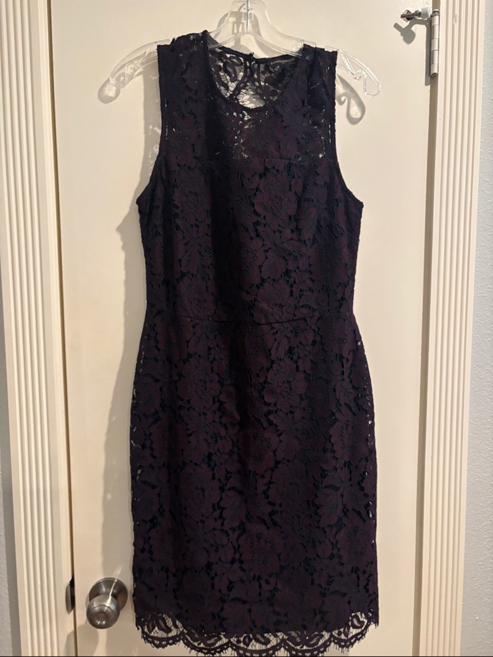 Banana Republic Sleeveless Lace Midi Dress in Deep Purple